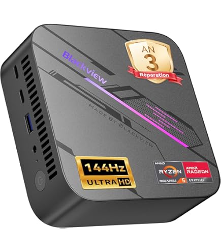 Beelink SER7 Mini PC, AMD Ryzen 7 7840HS (8C/16T, jusqu'à 5,1GHz